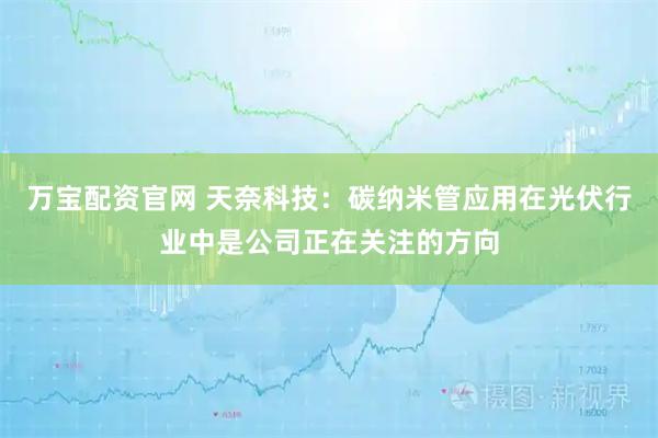 万宝配资官网 天奈科技：碳纳米管应用在光伏行业中是公司正在关注的方向